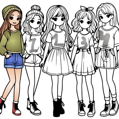 a group of five girls