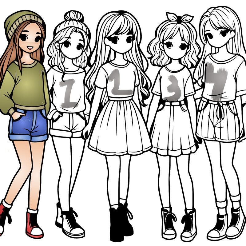 a group of five girls