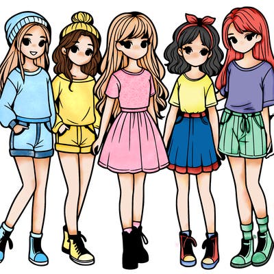 a group of five girls