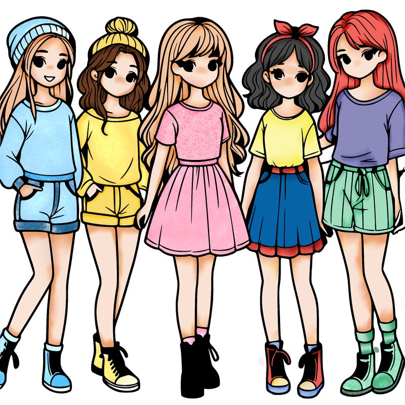 a group of five girls