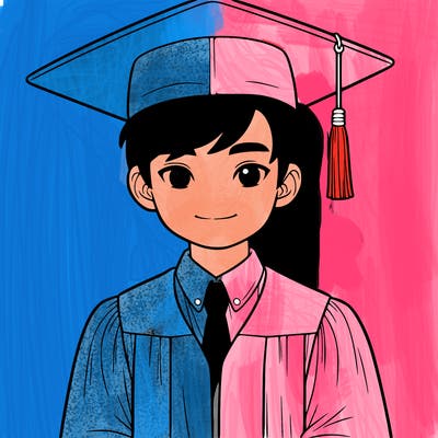 asian person graduating from school realistic