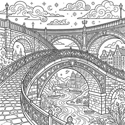 Dive into a world of architectural beauty with this captivating arch bridges coloring page, perfectly designed for teens. This intricate design offers hours of creative relaxation, blending historical charm with modern artistic flair.