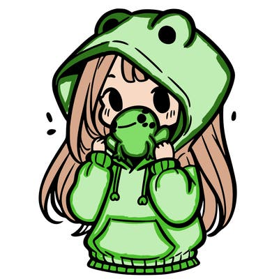 a girl holding a froggy hoodie