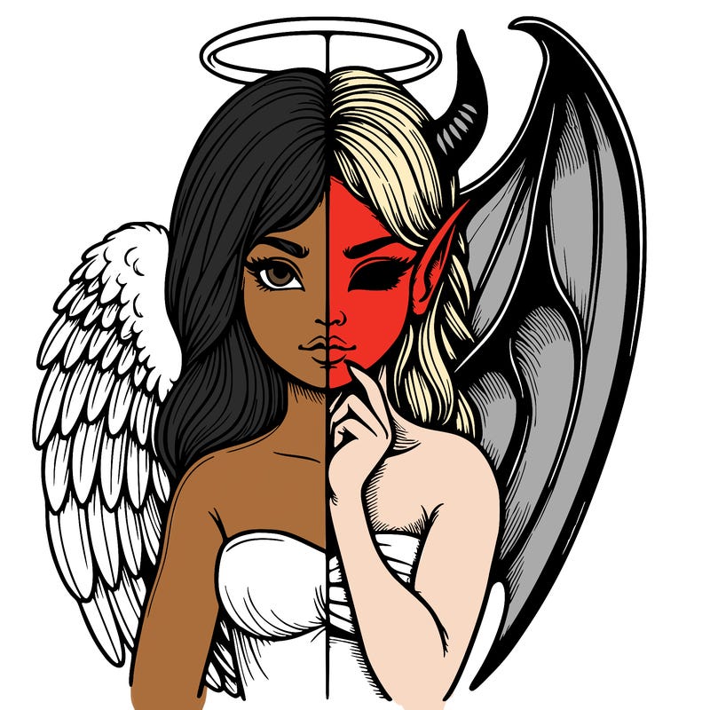realistic angel half demon