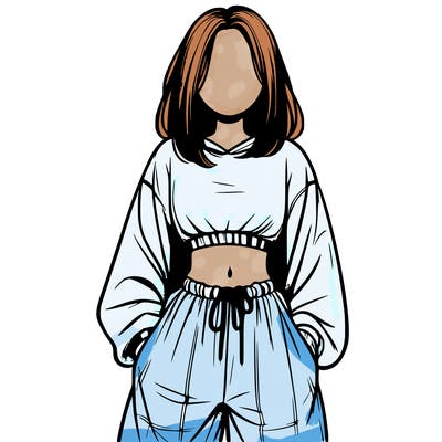 realistic girl faceless with baggy pants and a crop top