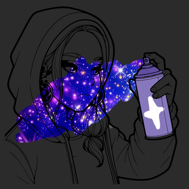 a realistic girl, spray painting