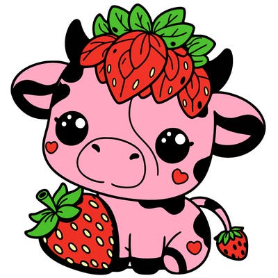 cute strawberry cow