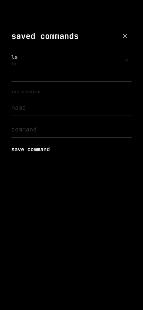 SSH Terminator - Minimalist saved commands management interface in the SSH Terminator app