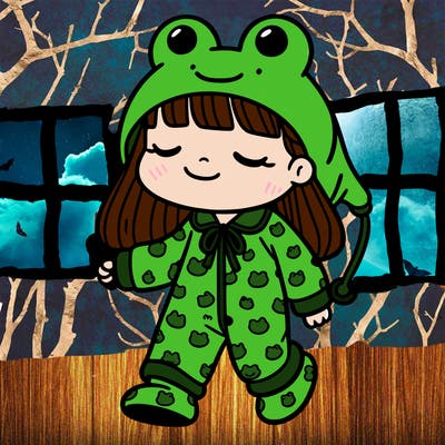 girl in frog pj