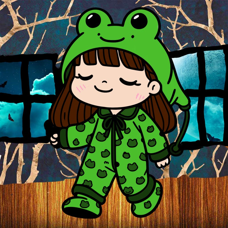 girl in frog pj