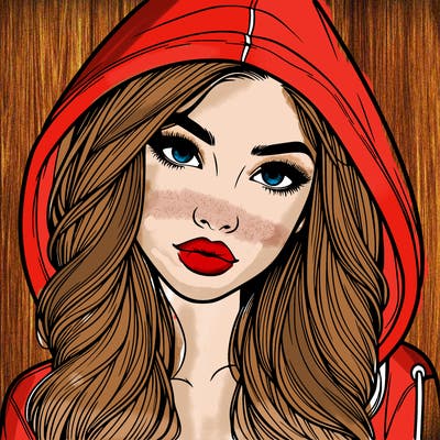 realistic beautiful girl with a hood on