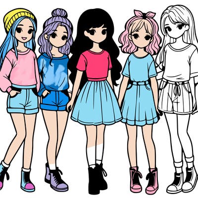 a group of five girls