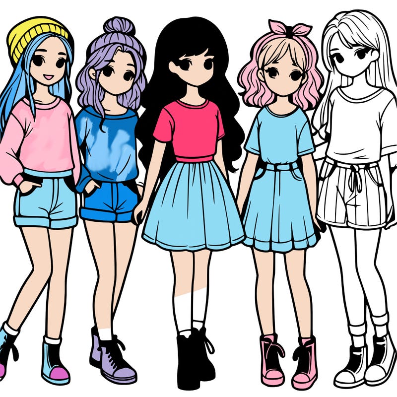 a group of five girls