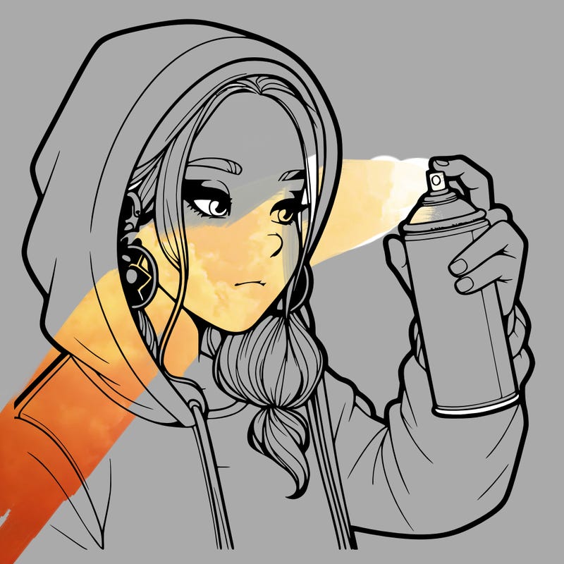 a realistic girl, spray painting