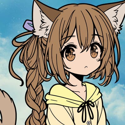 manga girl with ears and a tail
