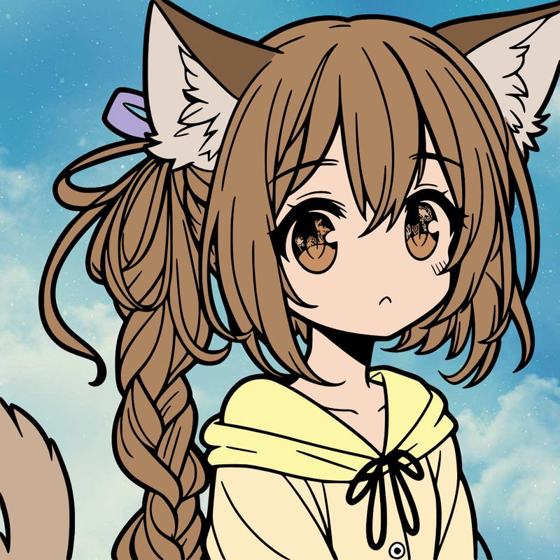 manga girl with ears and a tail