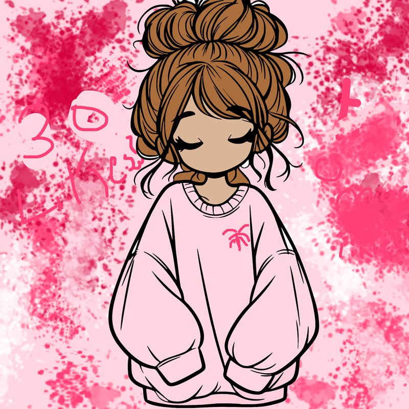 girl with baggy sweatshirt and messy bun