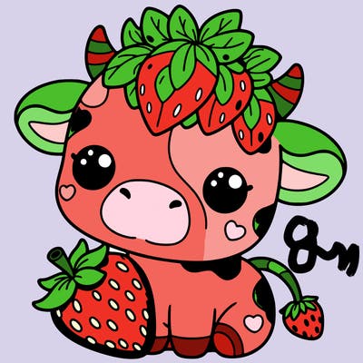 cute strawberry cow