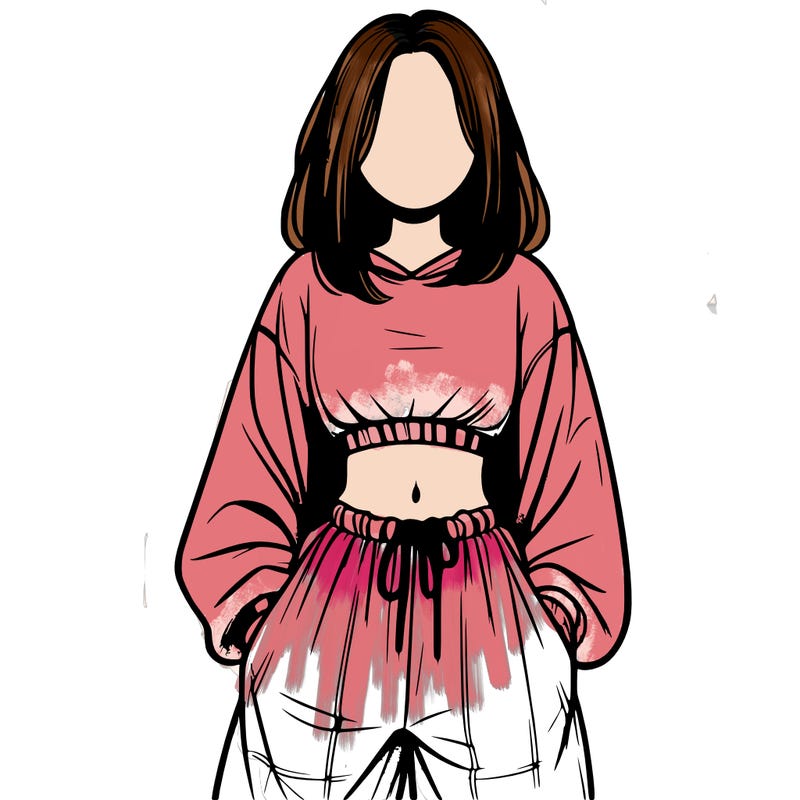 realistic girl faceless with baggy pants and a crop top