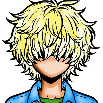manga boy fluffy hair covering his eyes