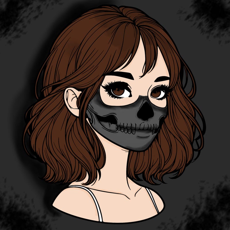 realistic girl with skull