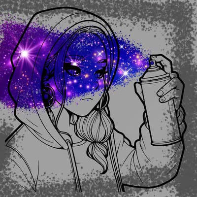 a realistic girl, spray painting