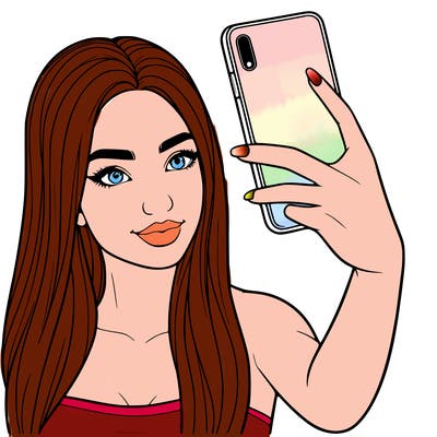 realistic woman taking a selfie