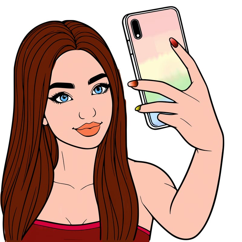 realistic woman taking a selfie