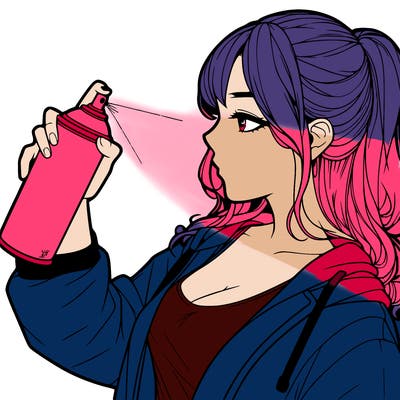 a realistic girl spray, painting