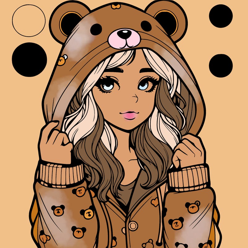 realistic girl in a animal pjs hoodie