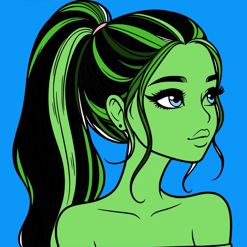 a beautiful and realistic girl with a high pony tail