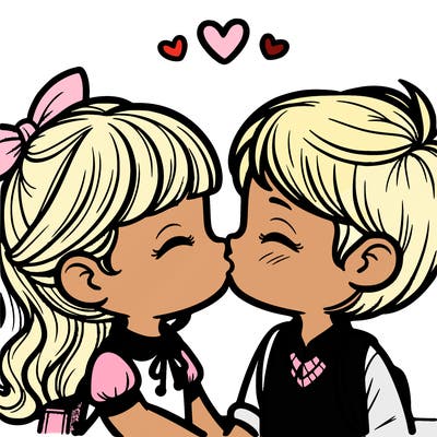 boy and girl kissing