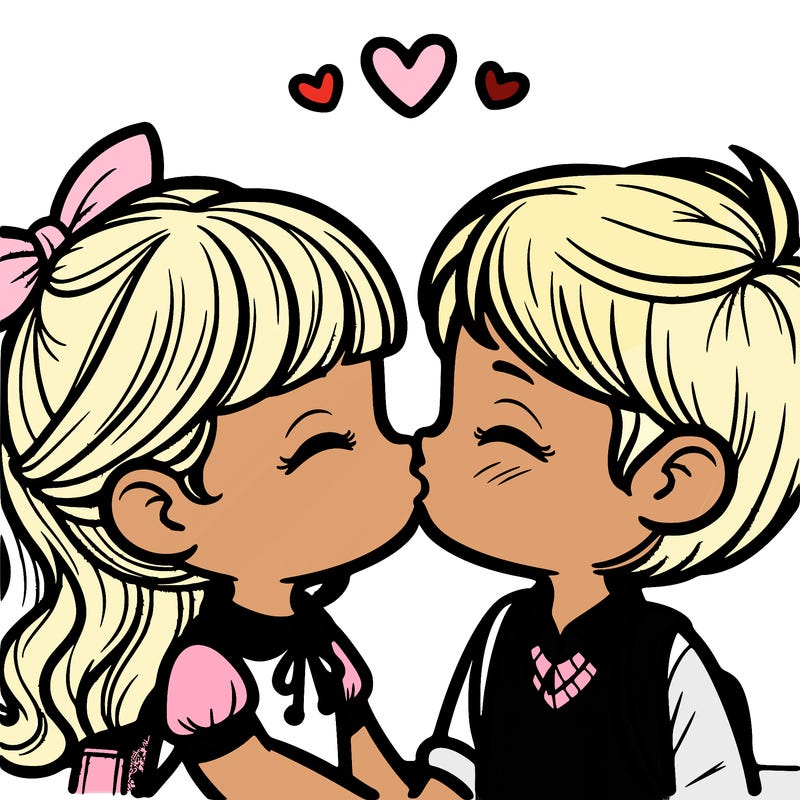 boy and girl kissing