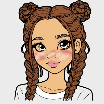 realistic girl with braids