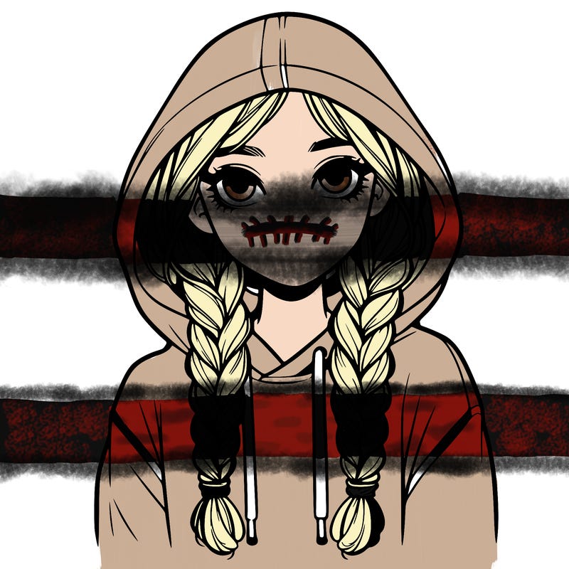 realistic girl with braids in a hoodie