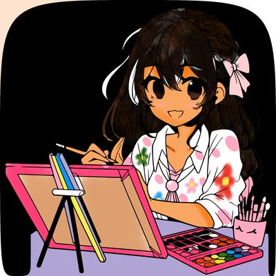 manga girl doing art