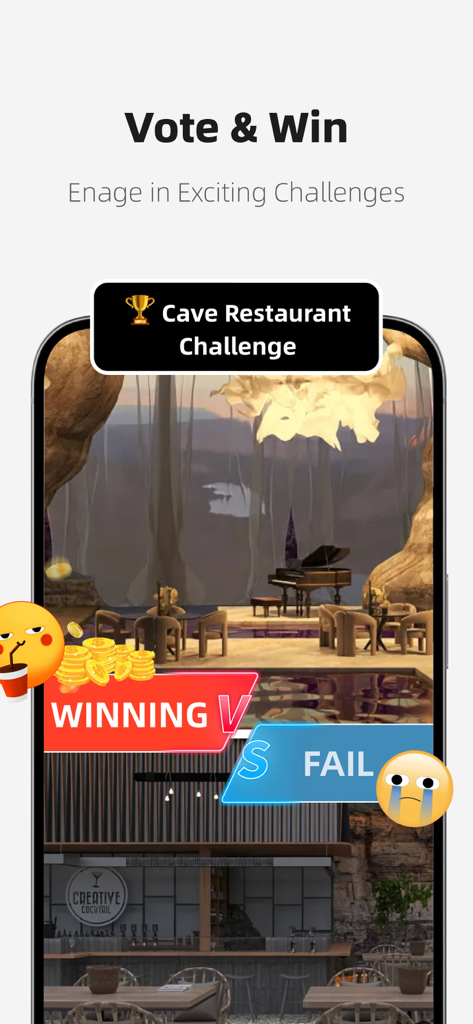 Sfida di interior design nell'app Homestyler con votazioni e premi.