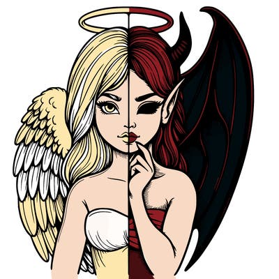 realistic angel half demon