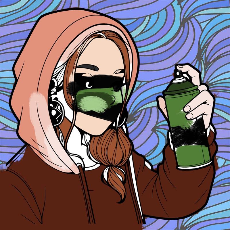 a realistic girl, spray painting