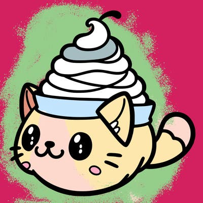a cat with a whipped cream hat