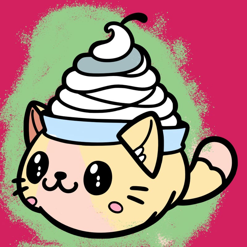 a cat with a whipped cream hat