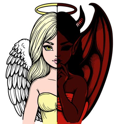 realistic angel half demon