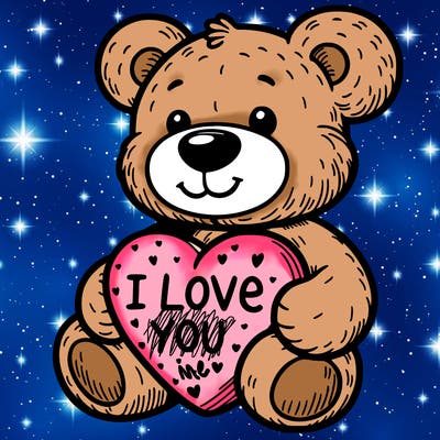 teddy bear holding an i love you heart