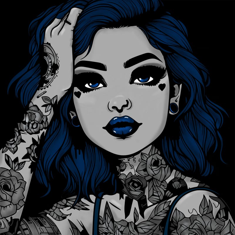 realistic girl with tattoos all over