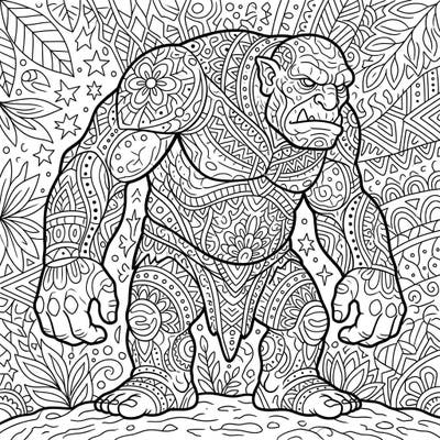 Embark on a unique coloring adventure with this Zentangle Troll, featuring a powerful creature adorned with intricate, repetitive patterns. This detailed design offers a meditative and engaging experience for colorists seeking both fantasy and complexity.
