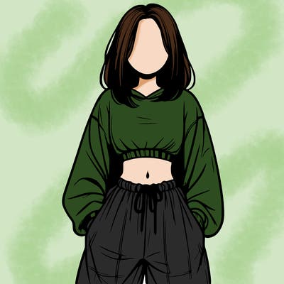 realistic girl faceless with baggy pants and a crop top