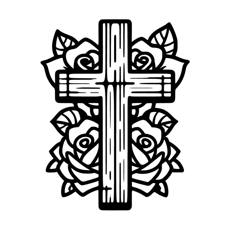 cross with roses