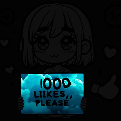 a girl with a sign saying 100 likes, please