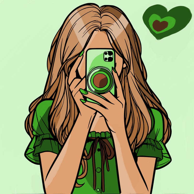 a realistic girl holding her phone taking pictures