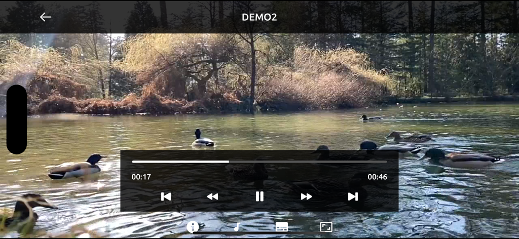 VU PLAYER PRO video playback screen with media controls and progress bar